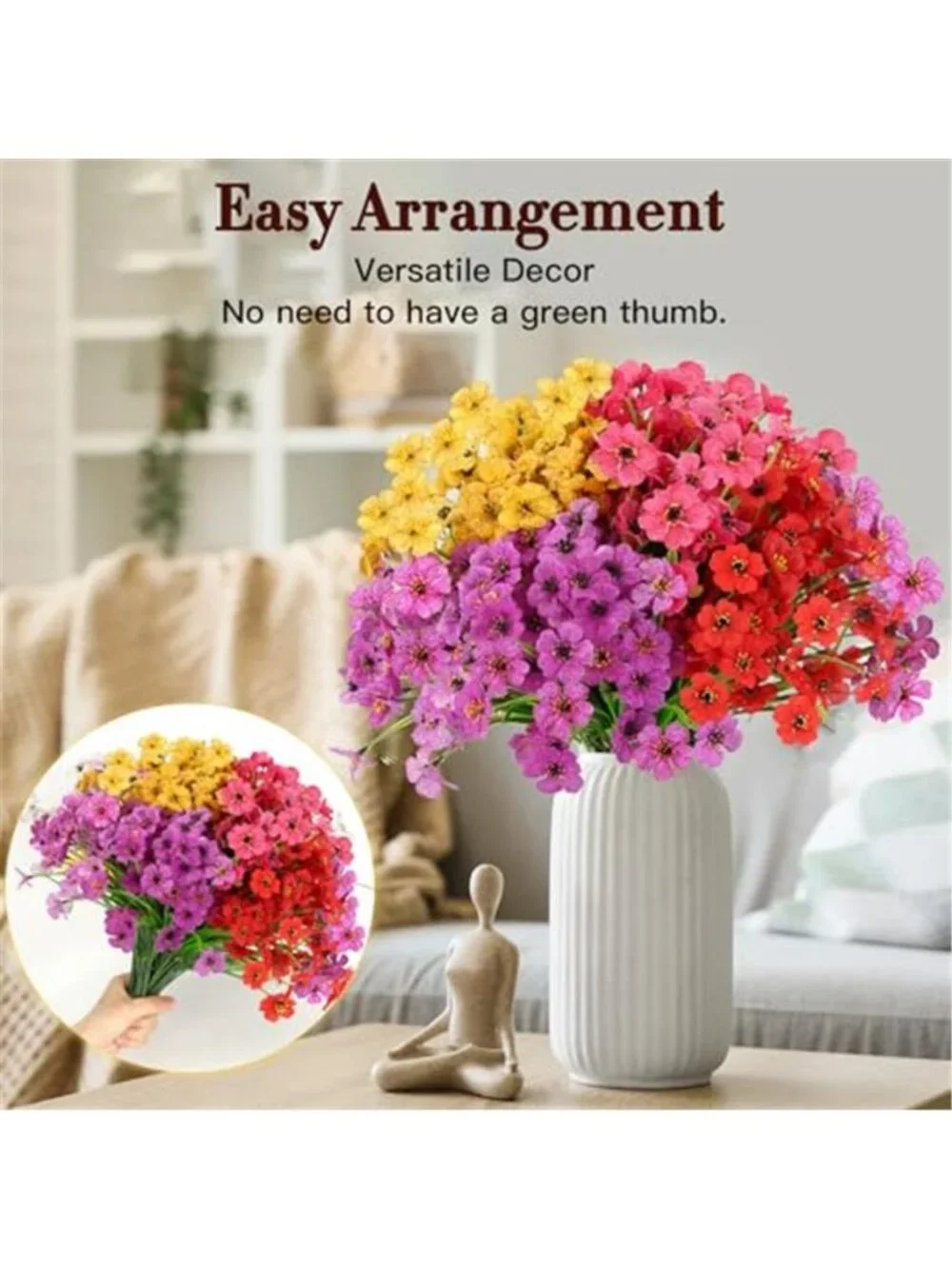 Artificial Eucalyptus Flowers 20 pk UV Resistant Faux Outdoor Porch Garden Decor